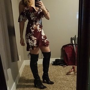 Over the knee black faux leather boots. Size 8